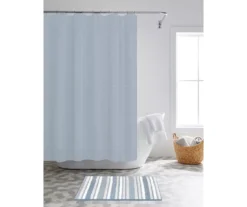 14-Piece Shower Curtain & Stripe Noodle Bath Rug Set