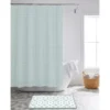 Aqua 14-Piece Shower Curtain & Geometric Noodle Bath Rug Set