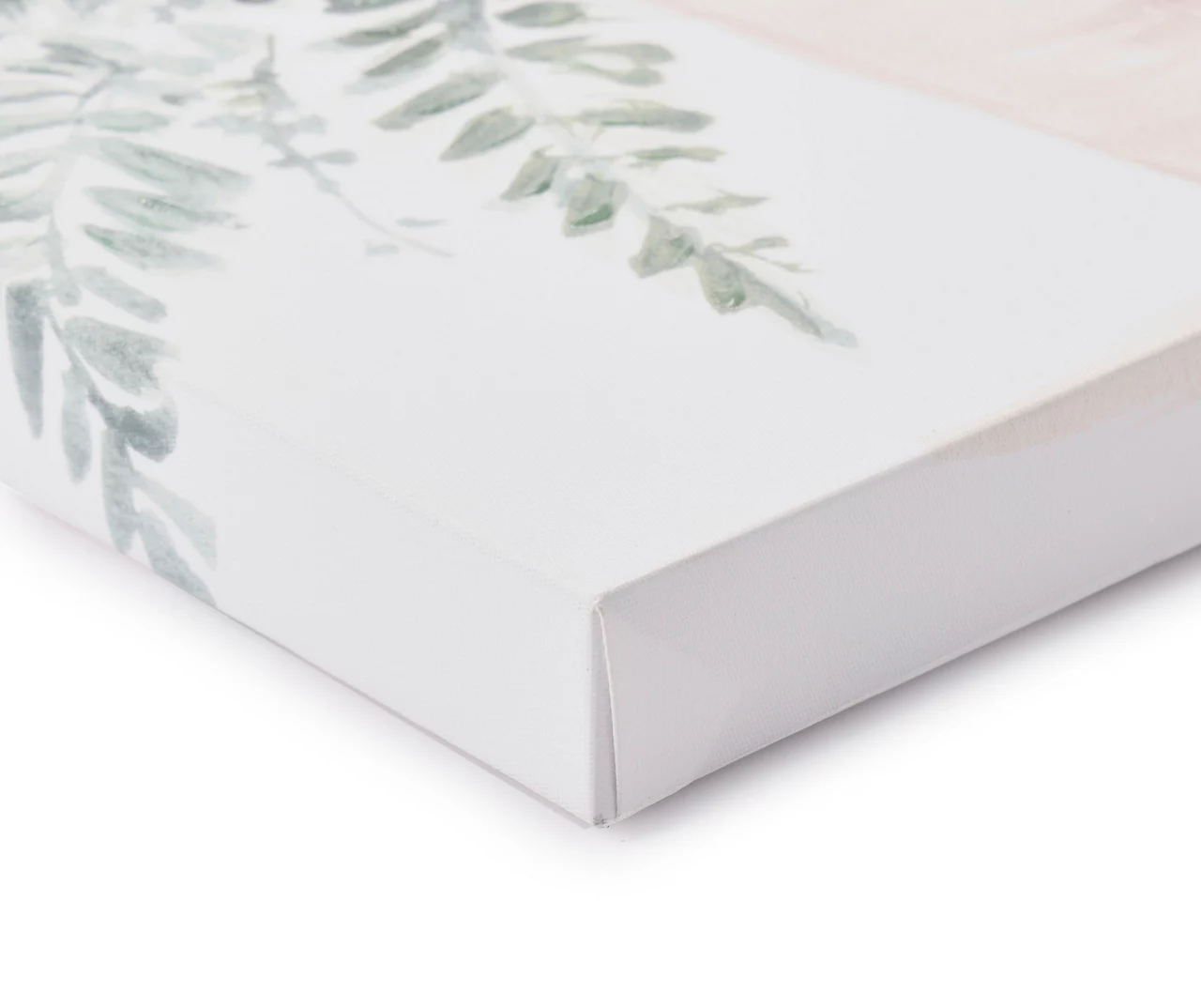 White & Green Embellished Cattail Wrapped Canvas 2 White & Green Embellished Cattail Wrapped Canvas - Image 2