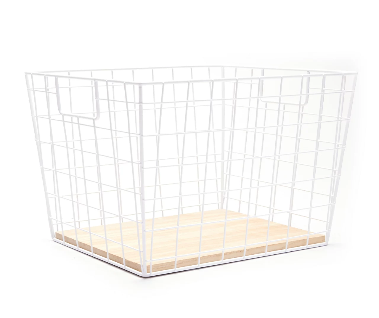 Tapered Grid Bin With Wood Base 1 Tapered Grid Bin With Wood Base