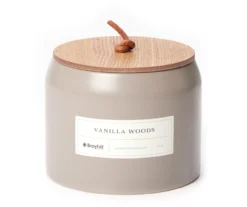 Vanilla Woods Gray Matte Ceramic 3-Wick Jar Candle, 19 Oz.