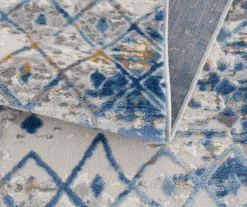 Jessica Blue & Cream Moroccan Geometric Runner Rug, (2.5' X 7') -Cuisinart Store 810573670 5