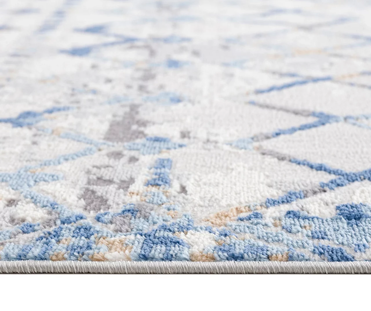 Jessica Blue & Cream Moroccan Geometric Area Rug, (5' X 7') 10 Jessica Blue & Cream Moroccan Geometric Area Rug, (5' X 7') - Image 10