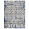 Jessica Blue & Cream Moroccan Geometric Area Rug, (5' X 7')