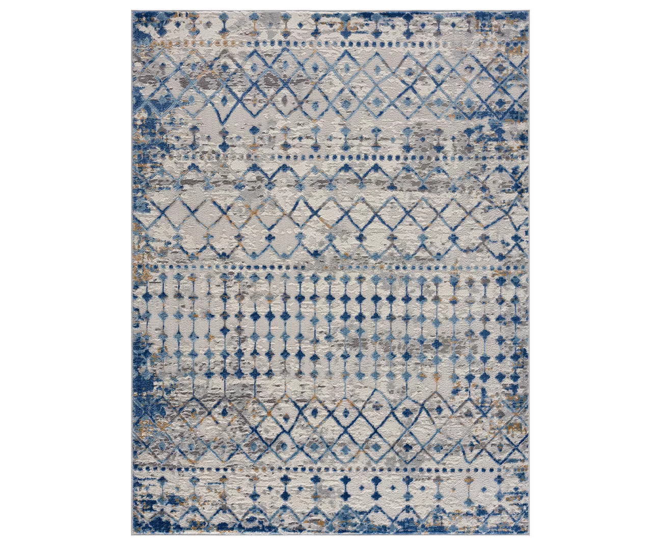 Jessica Blue & Cream Moroccan Geometric Area Rug, (5' X 7') 1 Jessica Blue & Cream Moroccan Geometric Area Rug, (5' X 7')