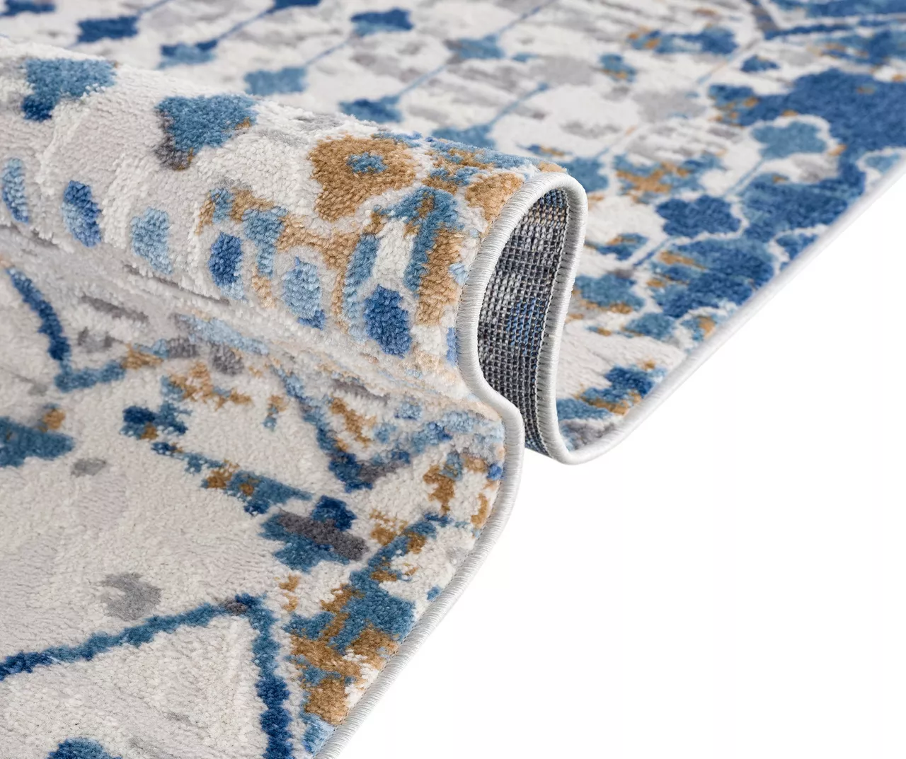 Jessica Blue & Cream Moroccan Geometric Area Rug, (5' X 7') 9 Jessica Blue & Cream Moroccan Geometric Area Rug, (5' X 7') - Image 9