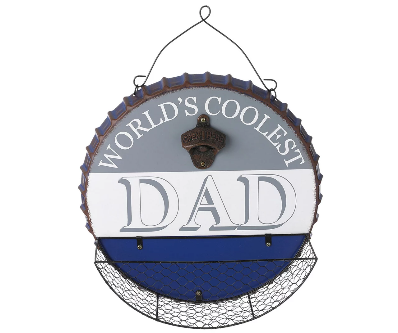 "World's Coolest Dad" Bottle Cap Hanging Wall Décor With Opener 1 "World's Coolest Dad" Bottle Cap Hanging Wall Décor With Opener