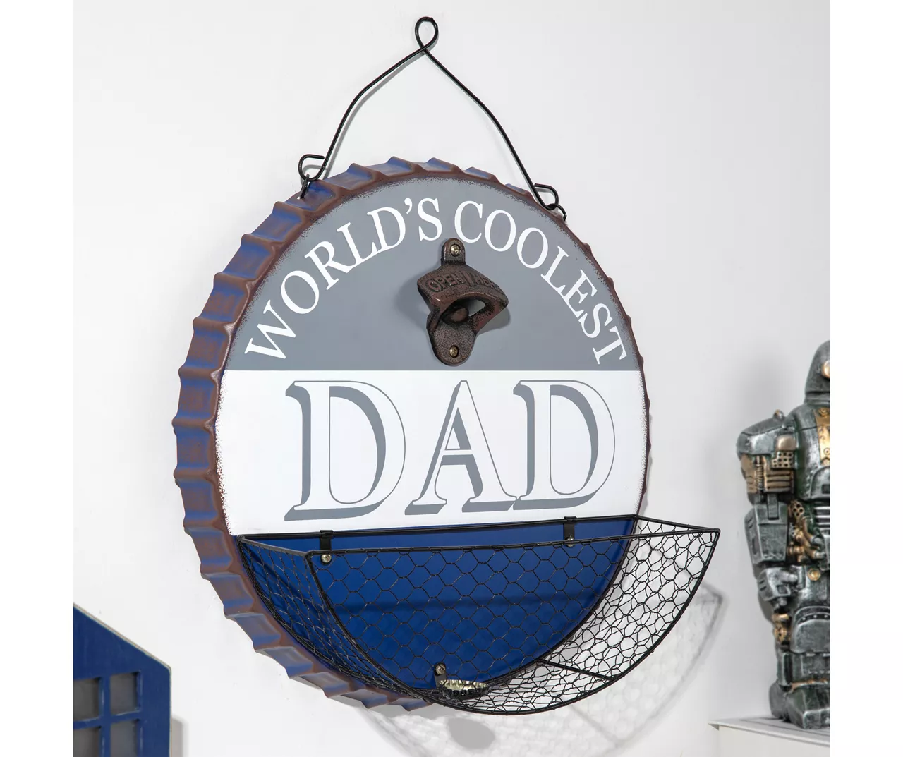 "World's Coolest Dad" Bottle Cap Hanging Wall Décor With Opener 2 "World's Coolest Dad" Bottle Cap Hanging Wall Décor With Opener - Image 2