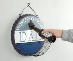 "World's Coolest Dad" Bottle Cap Hanging Wall Décor With Opener 8 "World's Coolest Dad" Bottle Cap Hanging Wall Décor With Opener -Cuisinart Store 810574261 3