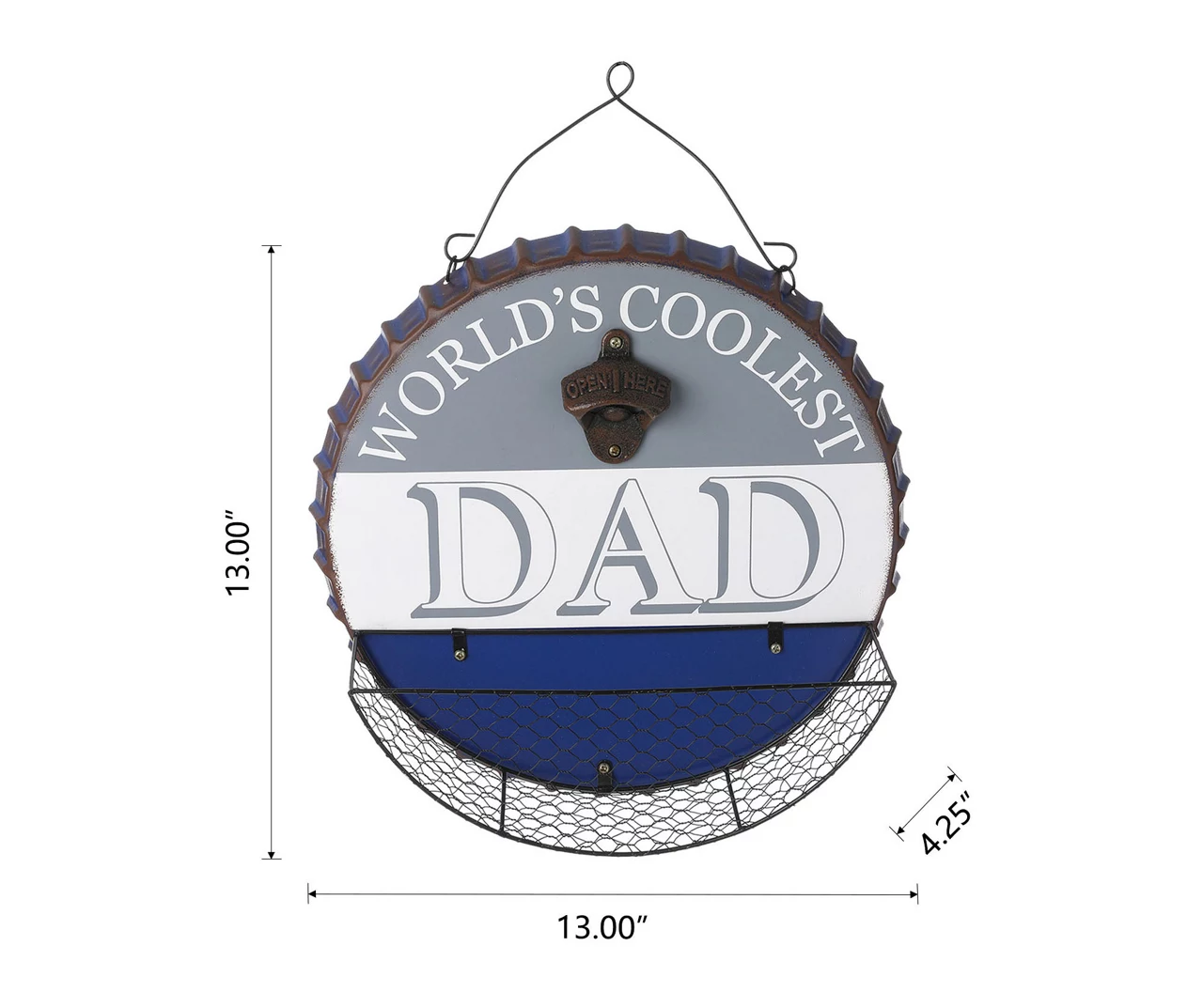 "World's Coolest Dad" Bottle Cap Hanging Wall Décor With Opener 6 "World's Coolest Dad" Bottle Cap Hanging Wall Décor With Opener - Image 6