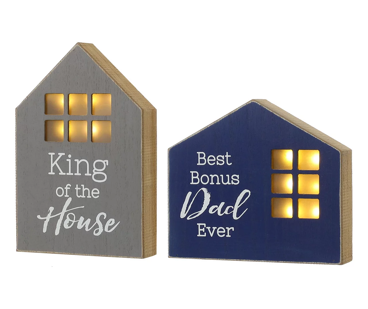 "King Of The House" & "Best Bonus Dad Ever" House 2-Piece LED Tabletop Decor Set 1 "King Of The House" & "Best Bonus Dad Ever" House 2-Piece LED Tabletop Decor Set