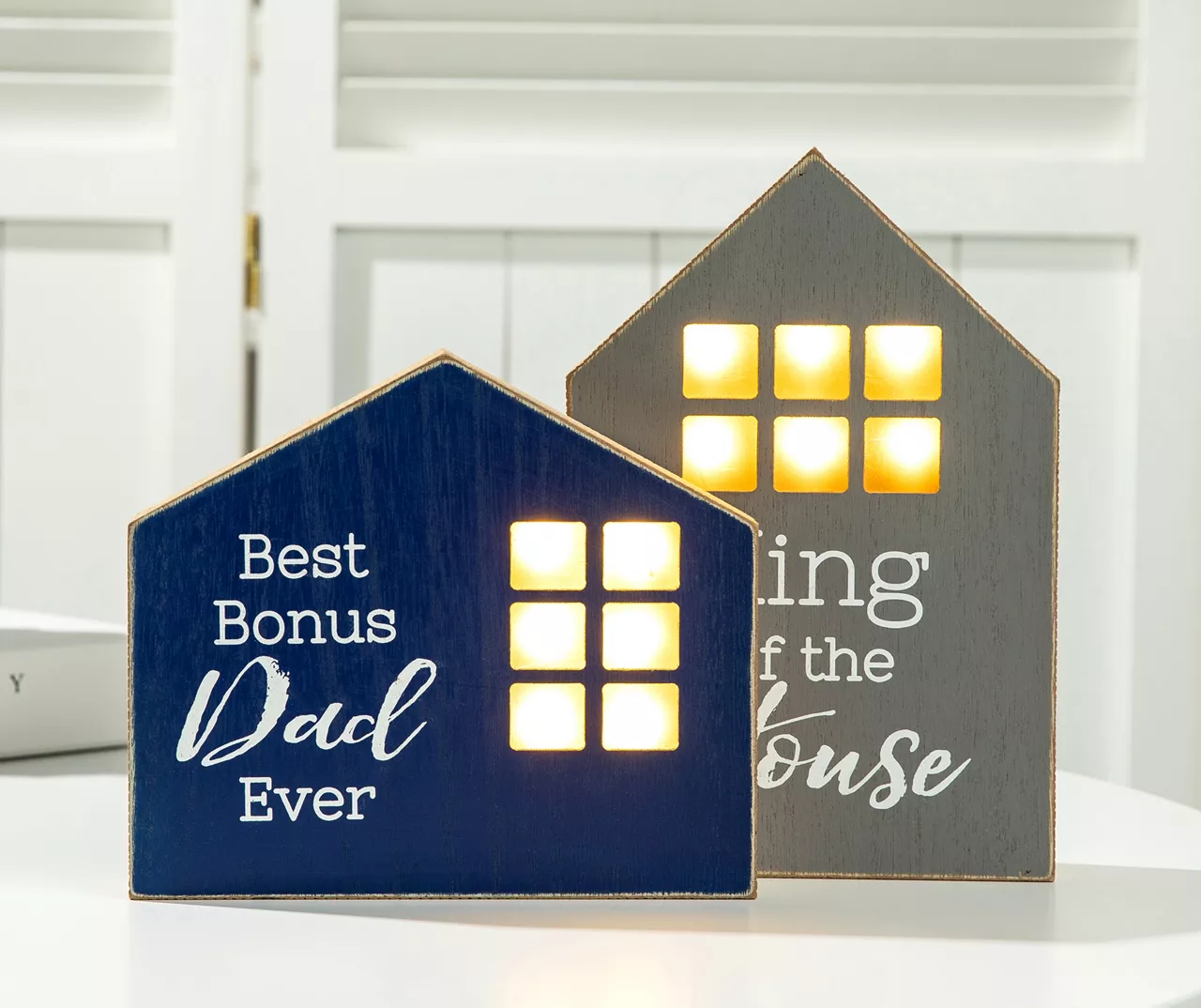 "King Of The House" & "Best Bonus Dad Ever" House 2-Piece LED Tabletop Decor Set 2 "King Of The House" & "Best Bonus Dad Ever" House 2-Piece LED Tabletop Decor Set - Image 2