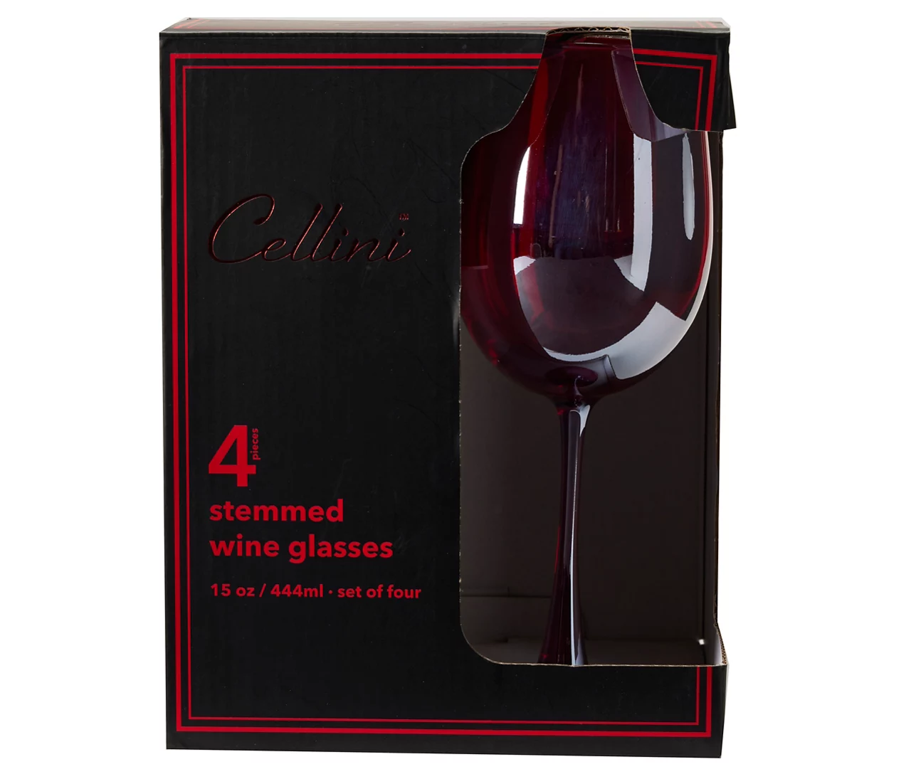 Cellini Red Luster Stemmed Wineglasses, 4-Pack 1 Cellini Red Luster Stemmed Wineglasses, 4-Pack