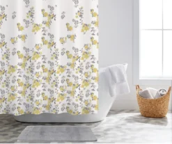 Garrison Gray & Yellow Floral & Faux Fur 14-Piece Bath Set