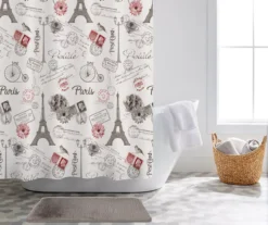 White & Taupe Paris & Faux Fur 14-Piece Bath Set