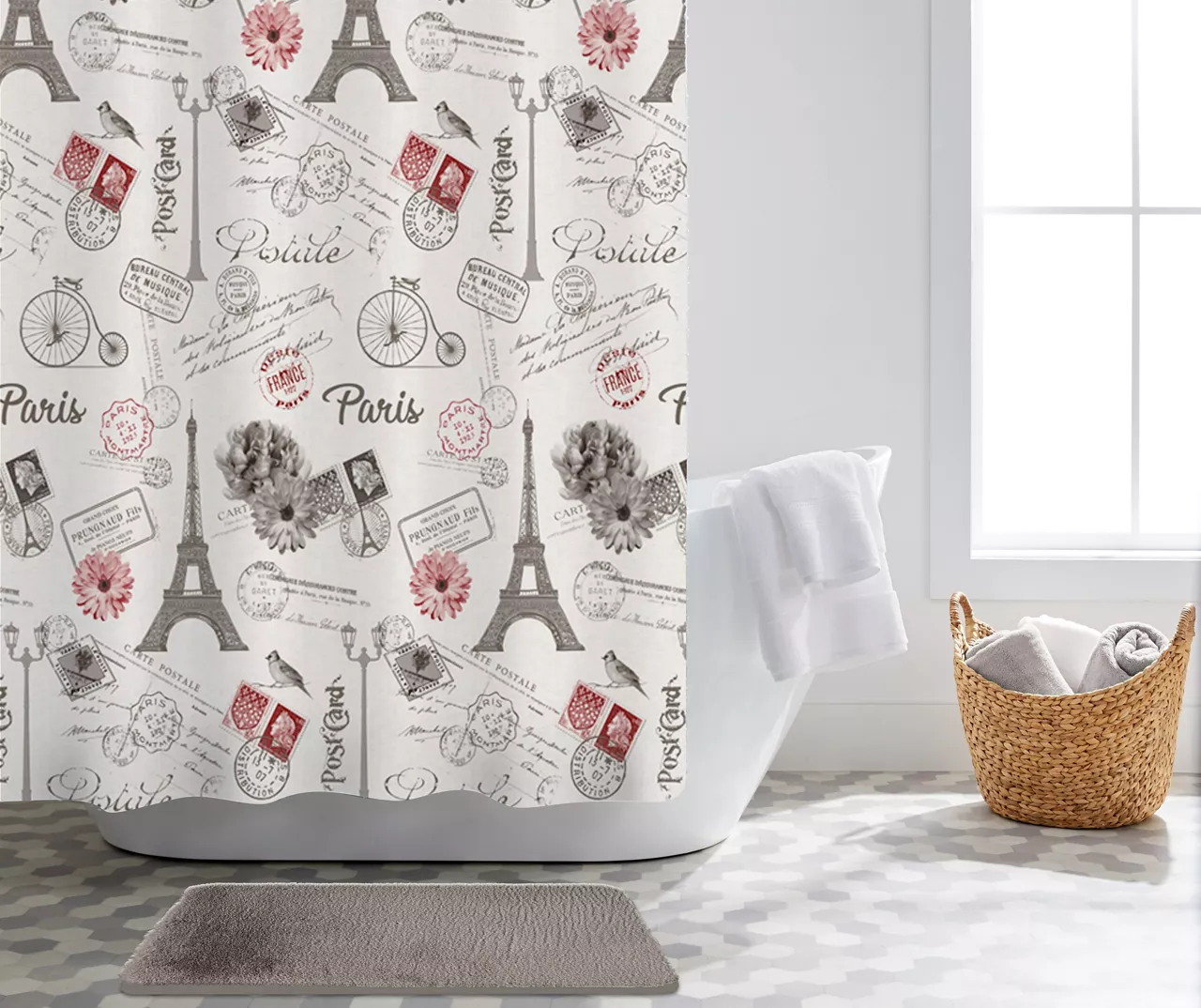 White & Taupe Paris & Faux Fur 14-Piece Bath Set 1 White & Taupe Paris & Faux Fur 14-Piece Bath Set