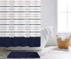 Belmont White & Navy Stripe & Faux Fur 14-Piece Bath Set
