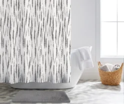 Candler White & Gray Tie-Dye & Faux Fur 14-Piece Bath Set