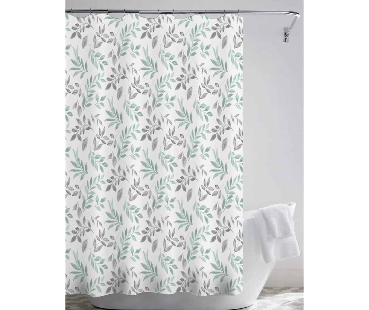 Brantley Aqua & Gray Botanical & Faux Fur 14-Piece Bath Set 2 Brantley Aqua & Gray Botanical & Faux Fur 14-Piece Bath Set - Image 2