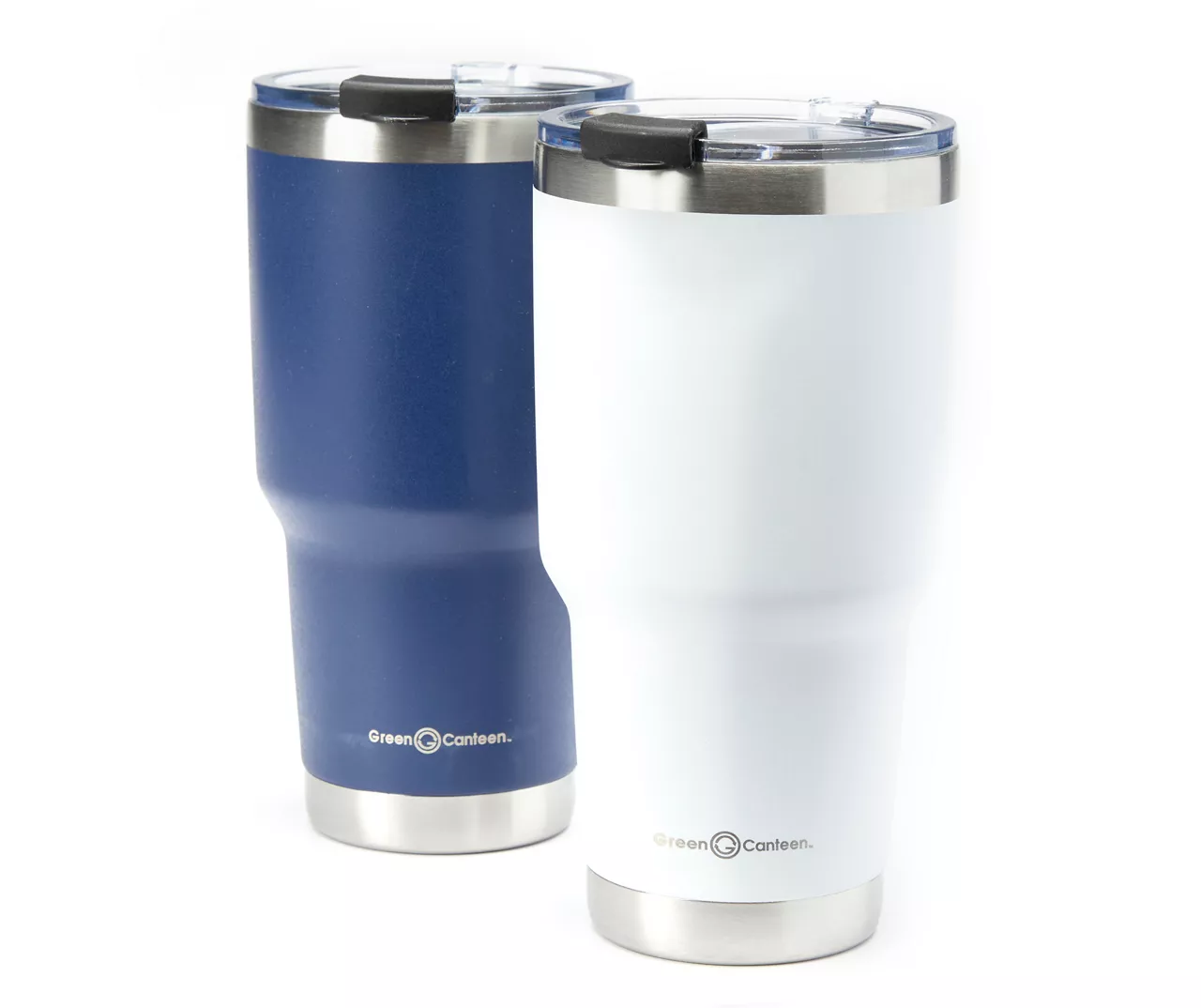 White & Navy Double Wall Stainless Steel Travel Tumbler, 2-Pack 1 White & Navy Double Wall Stainless Steel Travel Tumbler, 2-Pack