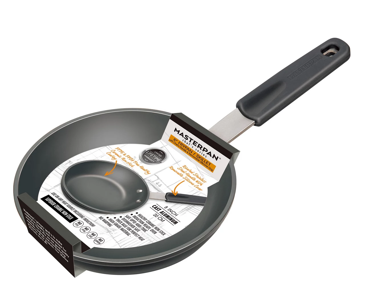 Masterpan 8" Gray Non-Stick Aluminum & Stainless Steel Fry Pan 5 Masterpan 8" Gray Non-Stick Aluminum & Stainless Steel Fry Pan - Image 5