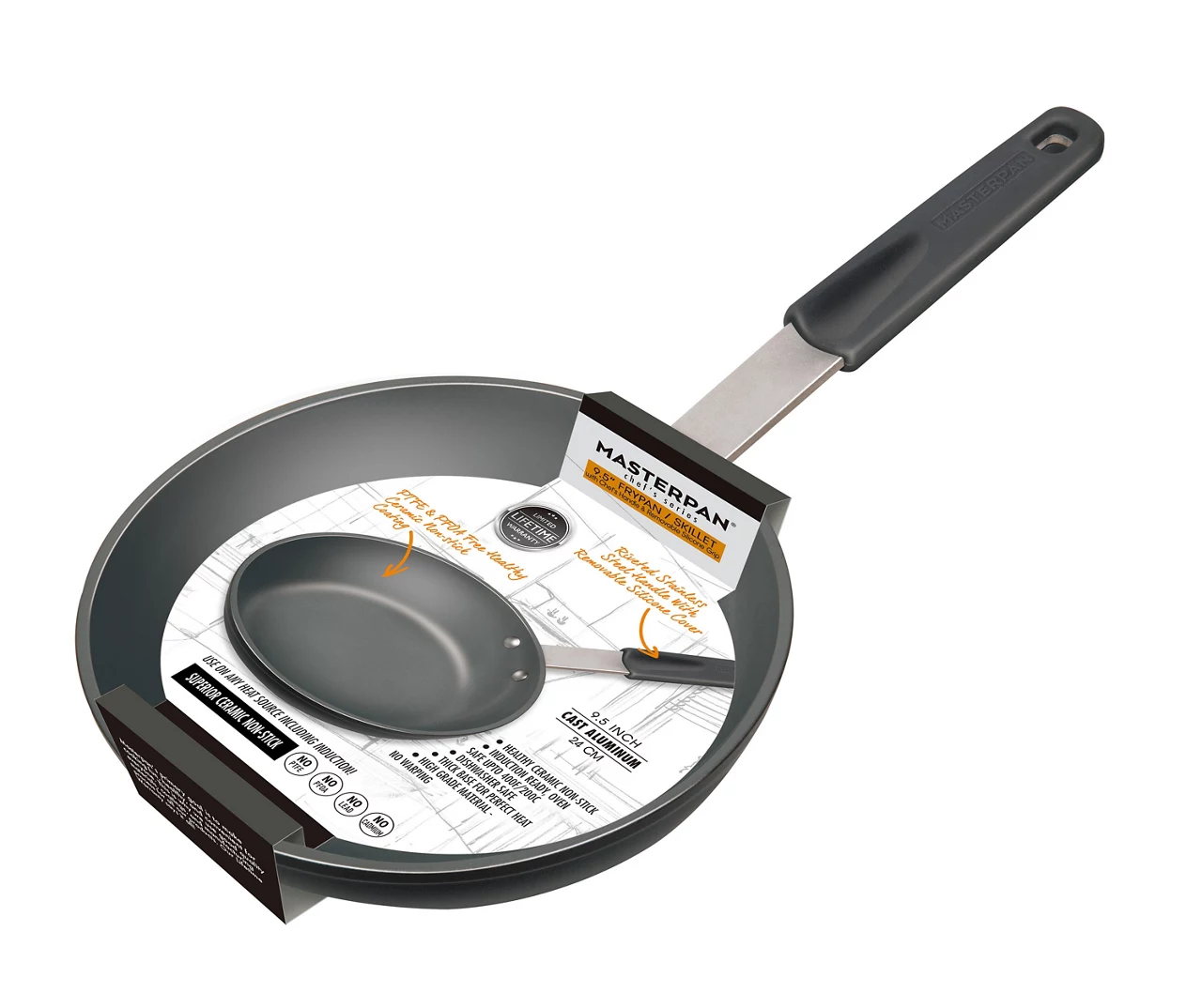 Masterpan 9.5" Gray Non-Stick Aluminum & Stainless Steel Fry Pan 5 Masterpan 9.5" Gray Non-Stick Aluminum & Stainless Steel Fry Pan - Image 5