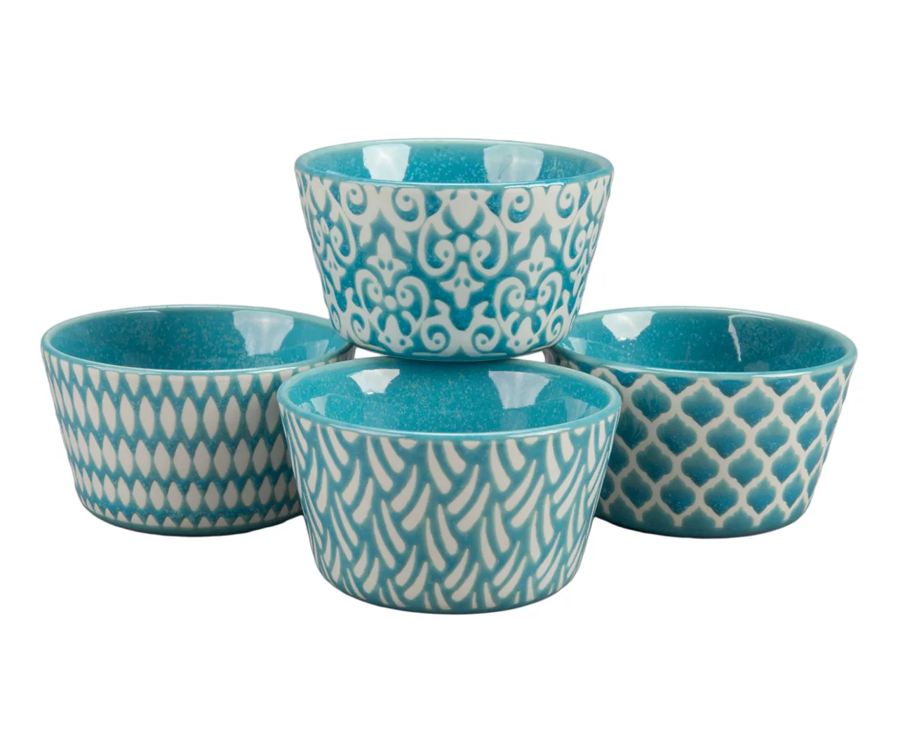 Teal Mirabelle 4-Piece Ramekin Set 1 Teal Mirabelle 4-Piece Ramekin Set