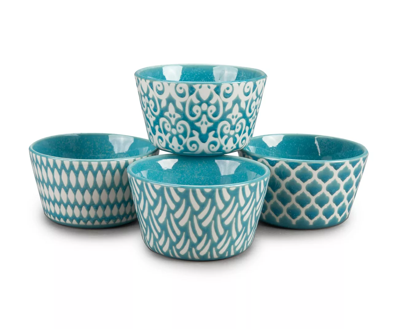Teal Mirabelle 4-Piece Ramekin Set 4 Teal Mirabelle 4-Piece Ramekin Set - Image 4