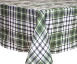 Cuisinart Oil Green & Black Plaid Fabric Tablecloth