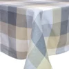 Cuisinart Oyster Gray & Tan Plaid Fabric Tablecloth