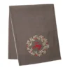 Home For The Holidays "Joy" Gray & Red Wreath Table Runner