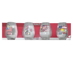 Peanuts Stars & Stripes 4-Piece Curved Glassware Set