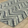 Senen Blue & Ivory Zigzag Stripe Area Rug, (2' X 3')