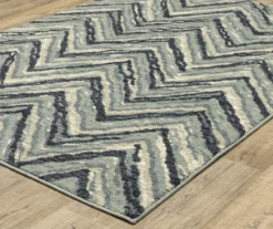 Senen Blue & Ivory Zigzag Stripe Area Rug, (2' X 3')