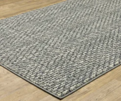 Senegal Blue & Ivory Abstract Linework Area Rug, (2.3' X 7.6')
