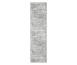 Maleak Gray & Ivory Distressed Geometric Area Rug, (2' X 8')