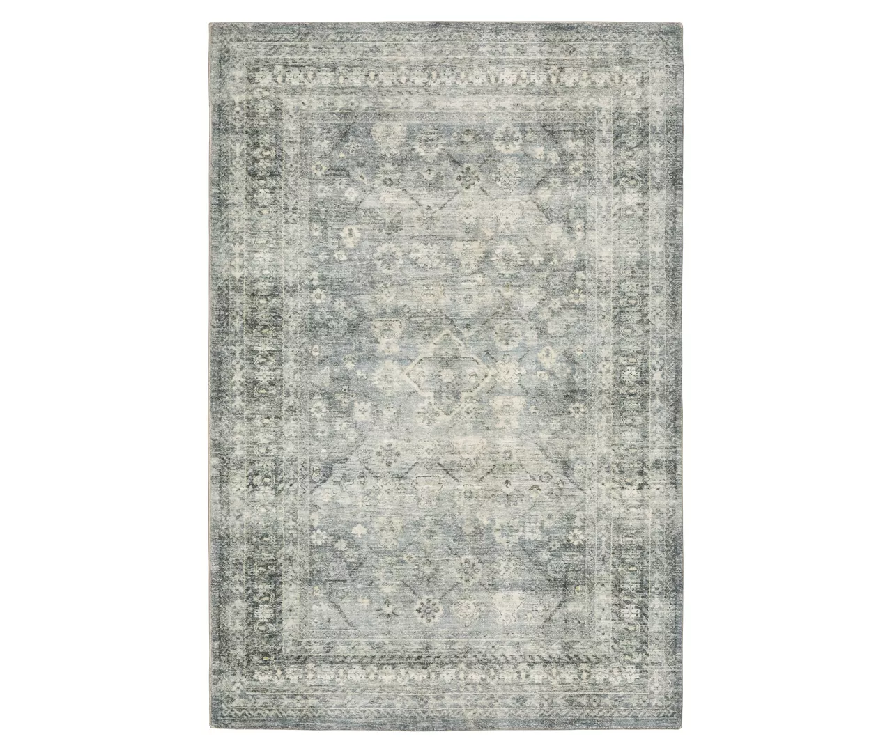 Savir Blue & Ivory Floral Lattice Area Rug 3 Savir Blue & Ivory Floral Lattice Area Rug - Image 3
