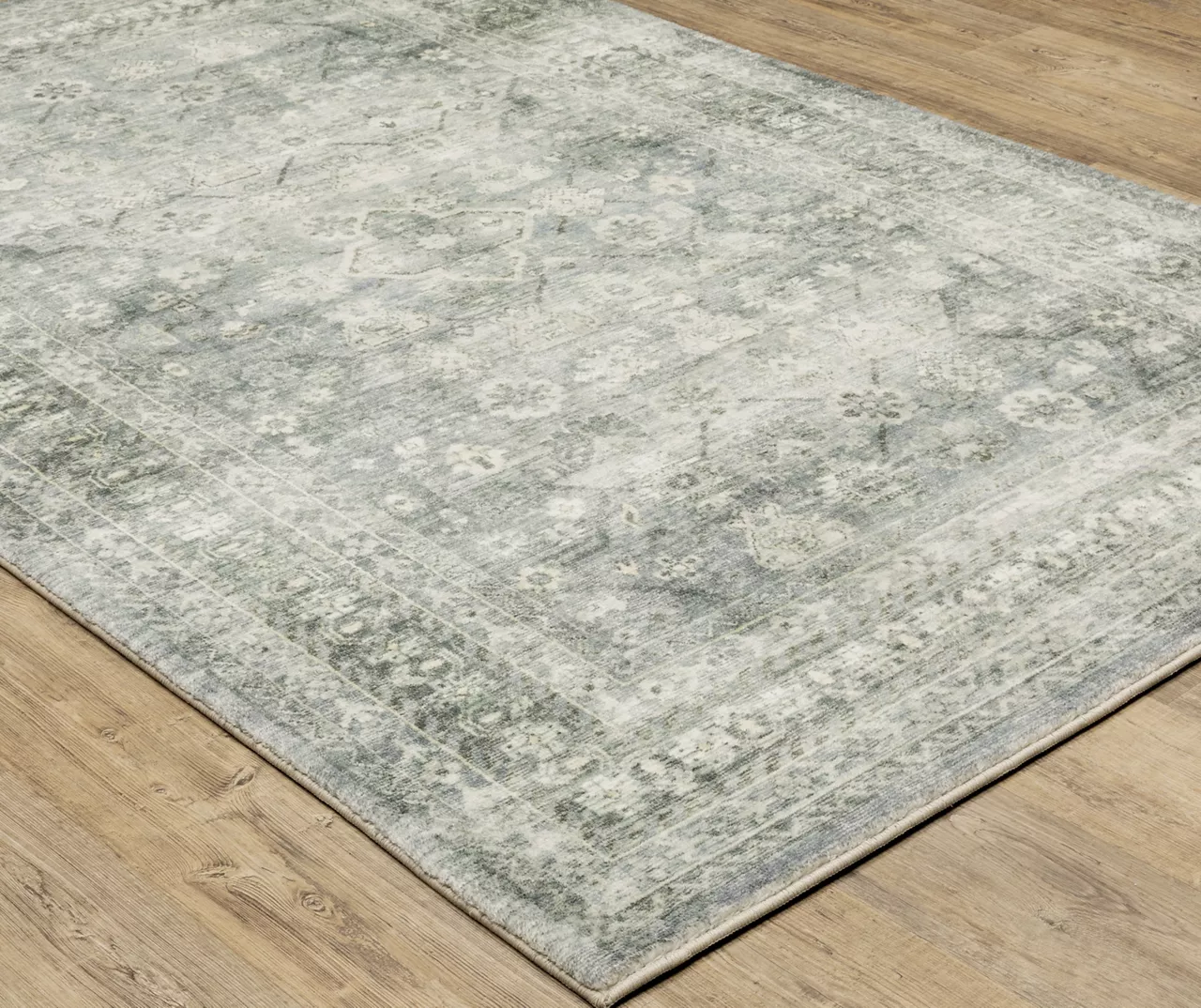 Savir Blue & Ivory Floral Lattice Area Rug 7 Savir Blue & Ivory Floral Lattice Area Rug - Image 7