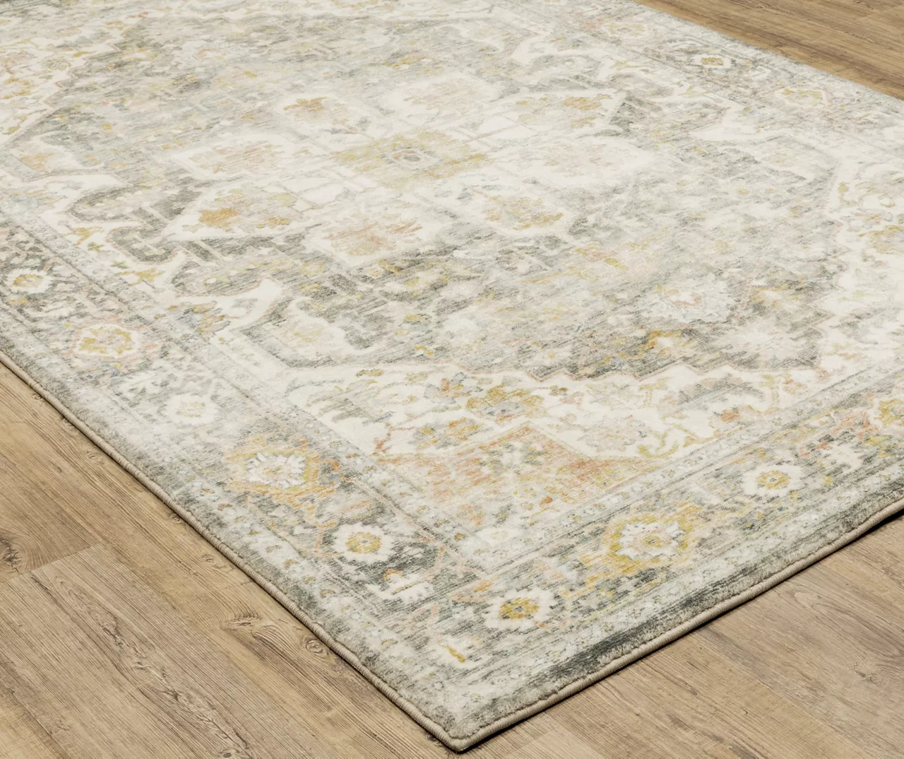 Savanna Gray & Gold Floral Geometric Area Rug, (2' X 8') 2 Savanna Gray & Gold Floral Geometric Area Rug, (2' X 8') - Image 2
