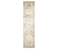 Savanna Gray & Gold Floral Geometric Area Rug, (2' X 8')