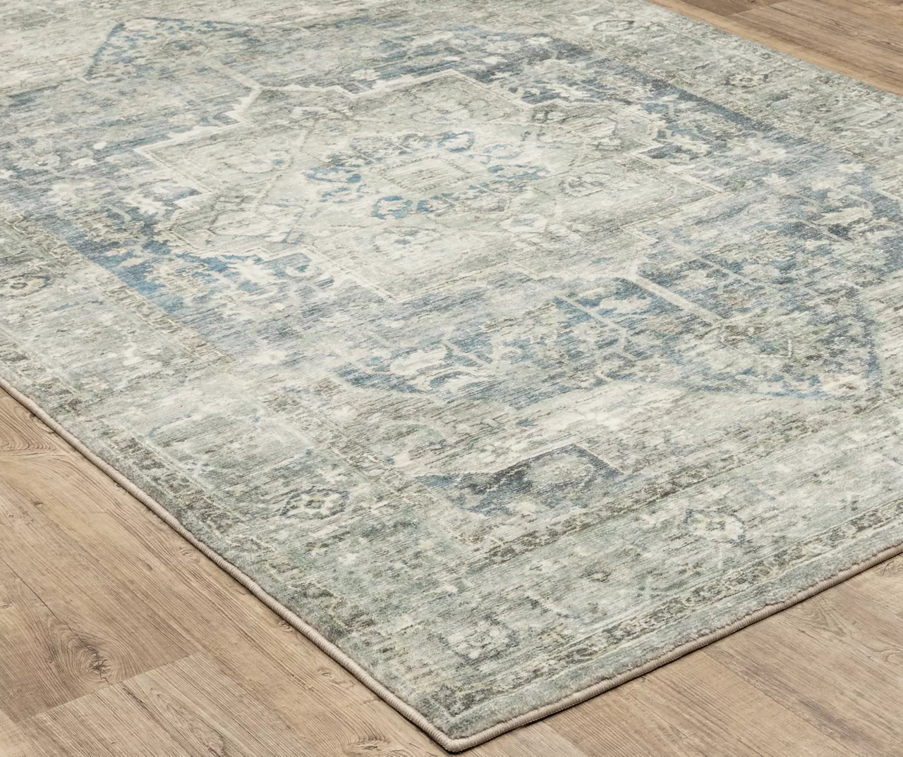 Savadore Gray & Blue Medallion Area Rug, (2' X 8') 2 Savadore Gray & Blue Medallion Area Rug, (2' X 8') - Image 2