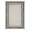 Torlea Beige & Blue Zigzag Border Outdoor Area Rug, (1.1' X 3.9')