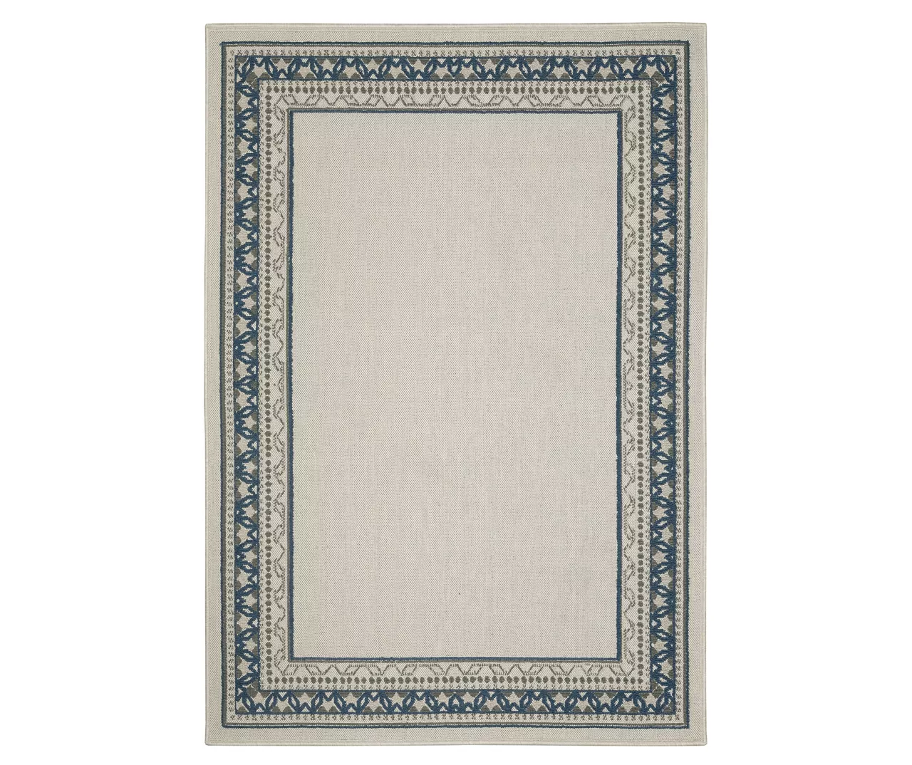Torlea Beige & Blue Zigzag Border Outdoor Area Rug, (1.1' X 3.9') 1 Torlea Beige & Blue Zigzag Border Outdoor Area Rug, (1.1' X 3.9')