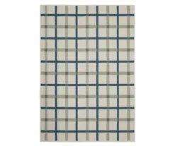 Toril Beige & Blue Plaid Outdoor Area Rug -Cuisinart Store 810584651