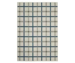 Toril Beige & Blue Plaid Outdoor Area Rug -Cuisinart Store 810584652