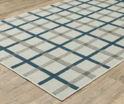 Toril Beige & Blue Plaid Outdoor Area Rug -Cuisinart Store 810584653 1