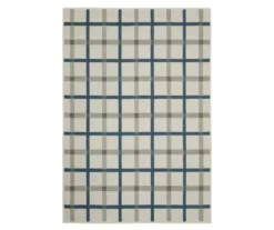 Toril Beige & Blue Plaid Outdoor Area Rug -Cuisinart Store 810584653