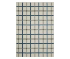 Toril Beige & Blue Plaid Outdoor Area Rug -Cuisinart Store 810584654