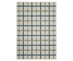 Toril Beige & Blue Plaid Outdoor Area Rug -Cuisinart Store 810584655
