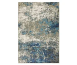 Veejay Blue & Ivory Abstract Area Rug, (6.7' X 9.2')